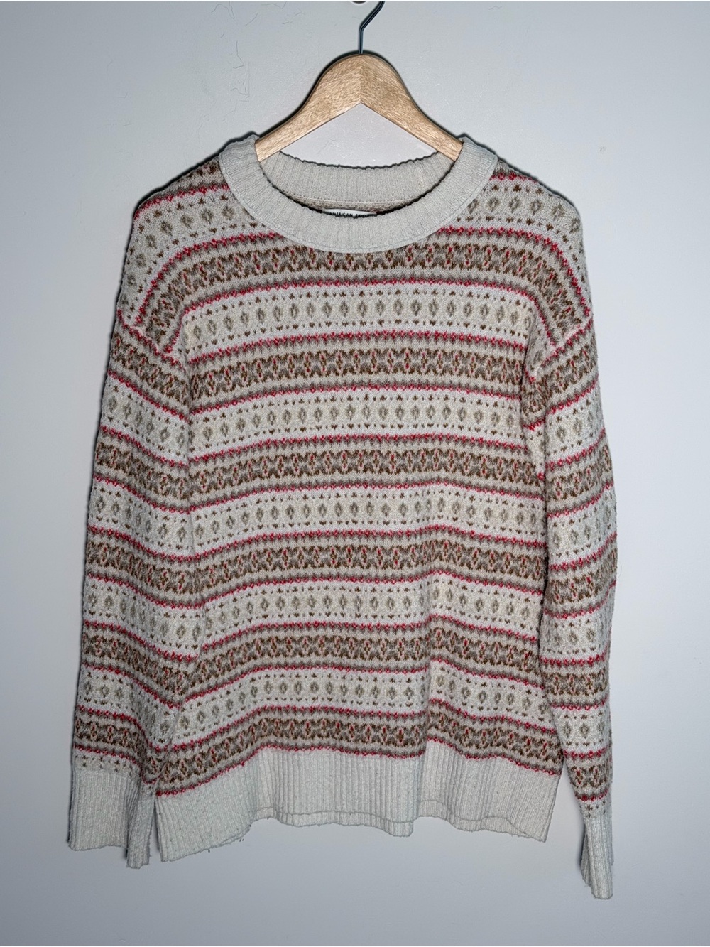 Cream Fair Isle Crewneck Sweater - Women
